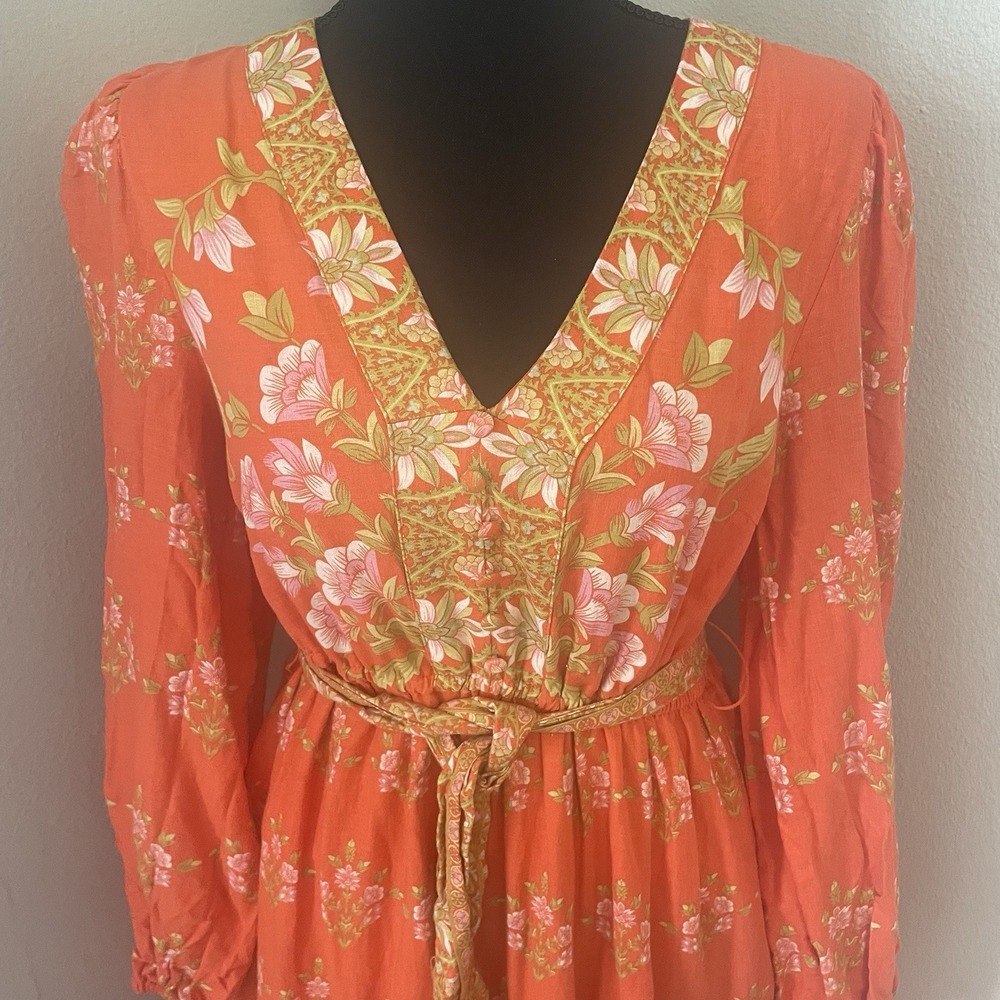 Floral V-Neck Maxi Dress in Coral - Picture 2 of 8